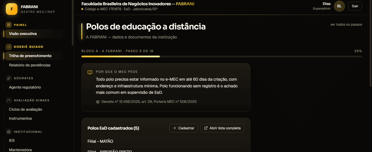 Passo da trilha com o bloco por que o MEC pede e a base legal